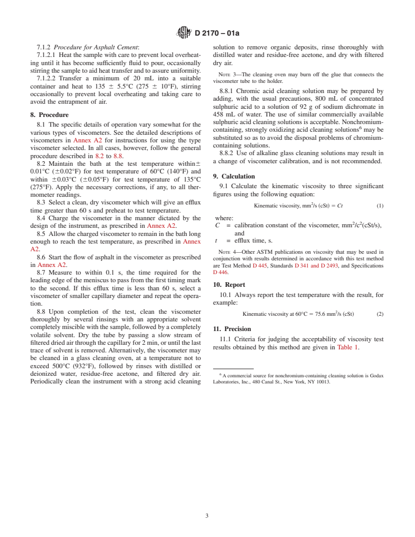 ASTM D2170-01a - Standard Test Method for Kinematic Viscosity of Asphalts (Bitumens)