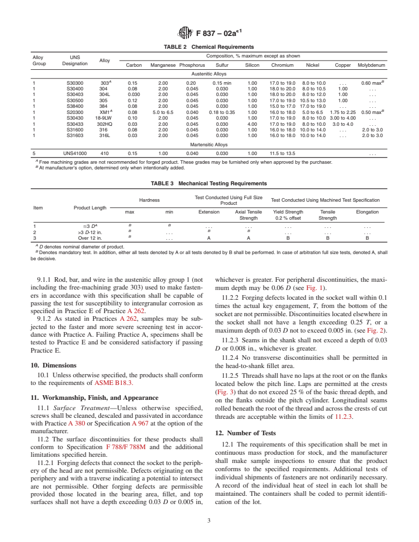 ASTM F837-02ae1 - Standard Specification for Stainless Steel Socket Head Cap Screws