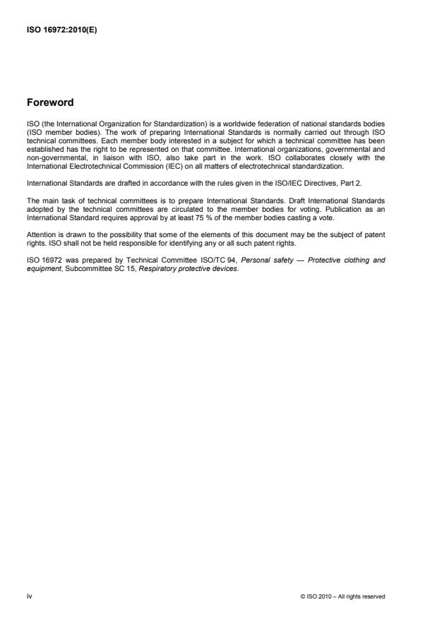 ISO 16972:2010 ISO 16972:2010 - Respiratory protective devices -- Terms, definitions, graphical symbols and units of measurement - Page 4 preview