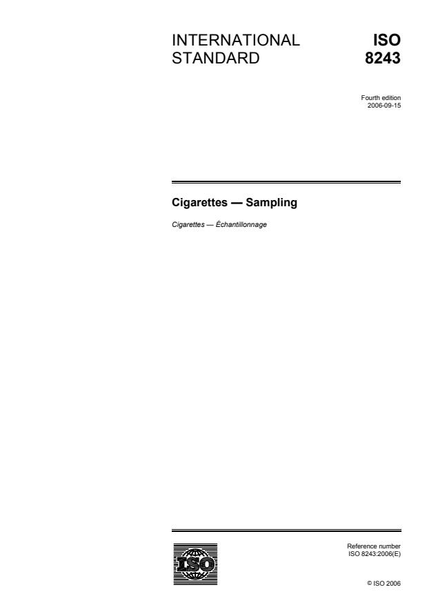 ISO 8243:2006 - Cigarettes -- Sampling