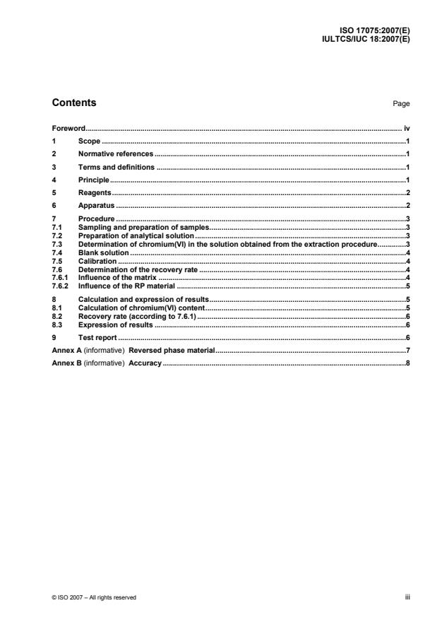 ISO 17075:2007 - Leather -- Chemical tests -- Determination of chromium(VI) content