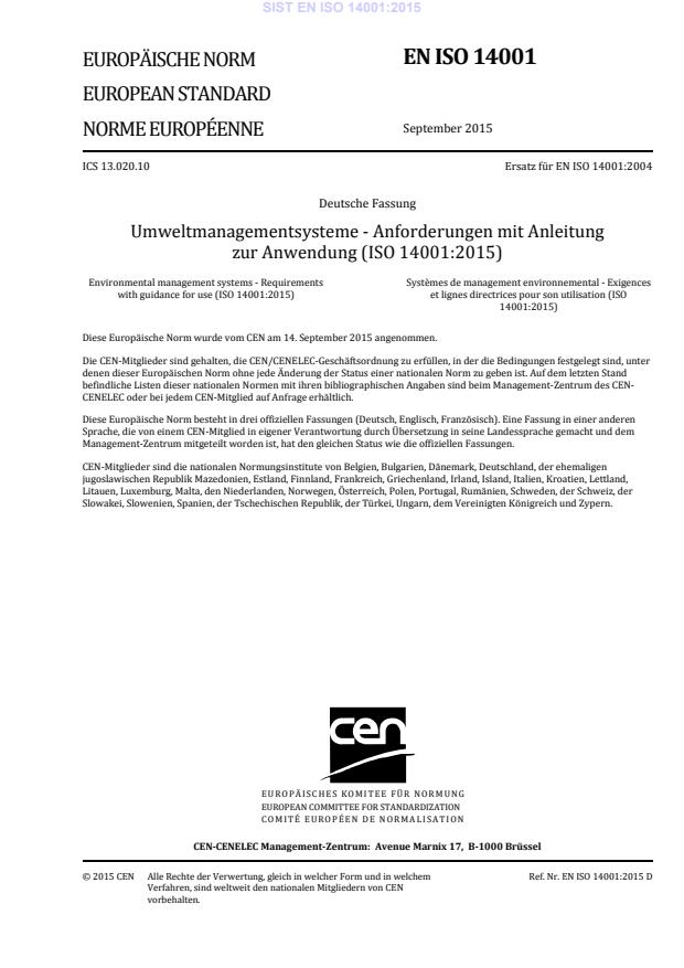 EN ISO 14001:2015 (DE)