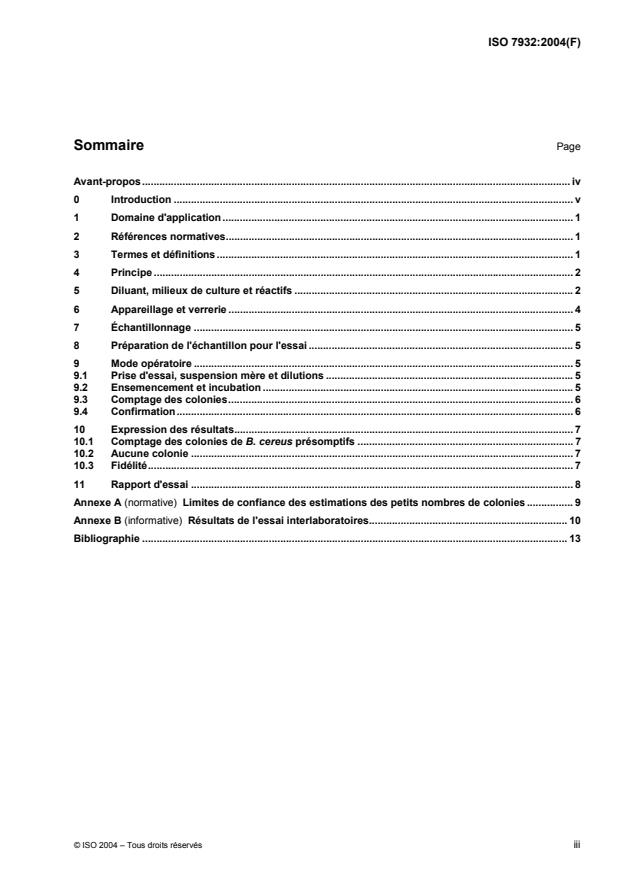 ISO 7932:2004 - Microbiologie des aliments -- Méthode horizontale pour le dénombrement de Bacillus cereus présomptifs -- Technique par comptage des colonies a 30 degrés C