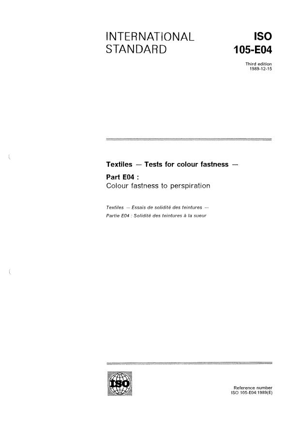 ISO 105-E04:1989 - Textiles -- Tests for colour fastness