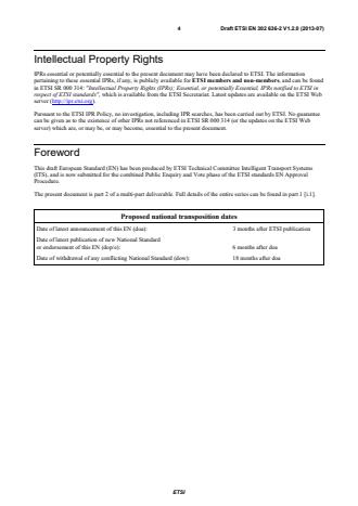 SIST EN 302 636-2 V1.2.1:2013 ETSI EN 302 636-2 V1.2.0 (2013-07) - Intelligent Transport Systems (ITS); Vehicular Communications; GeoNetworking; Part 2: Scenarios - Page 4 preview