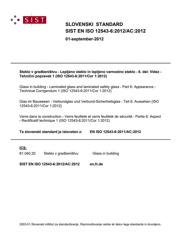 EN ISO 12543-6:2012/AC:2012