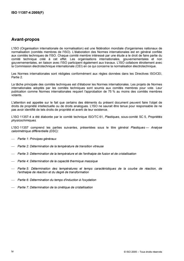 ISO 11357-4:2005 ISO 11357-4:2005 - Plastiques -- Analyse calorimétrique différentielle (DSC) - Page 4 preview