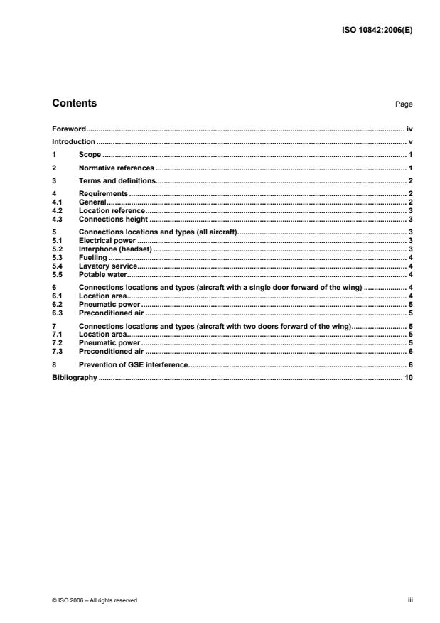 ISO 10842:2006 - Aircraft -- Ground service connections -- Locations and types