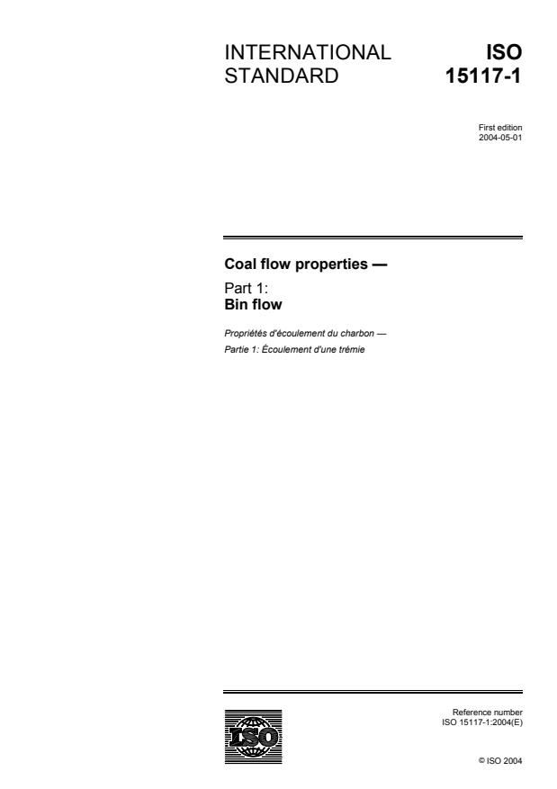ISO 15117-1:2004 - Coal flow properties