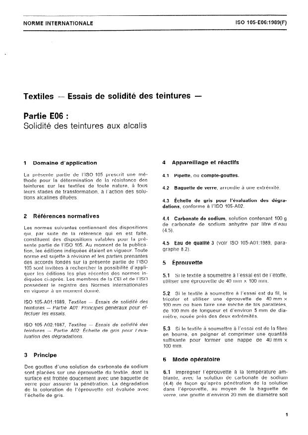 ISO 105-E06:1989 - Textiles -- Essais de solidité des teintures