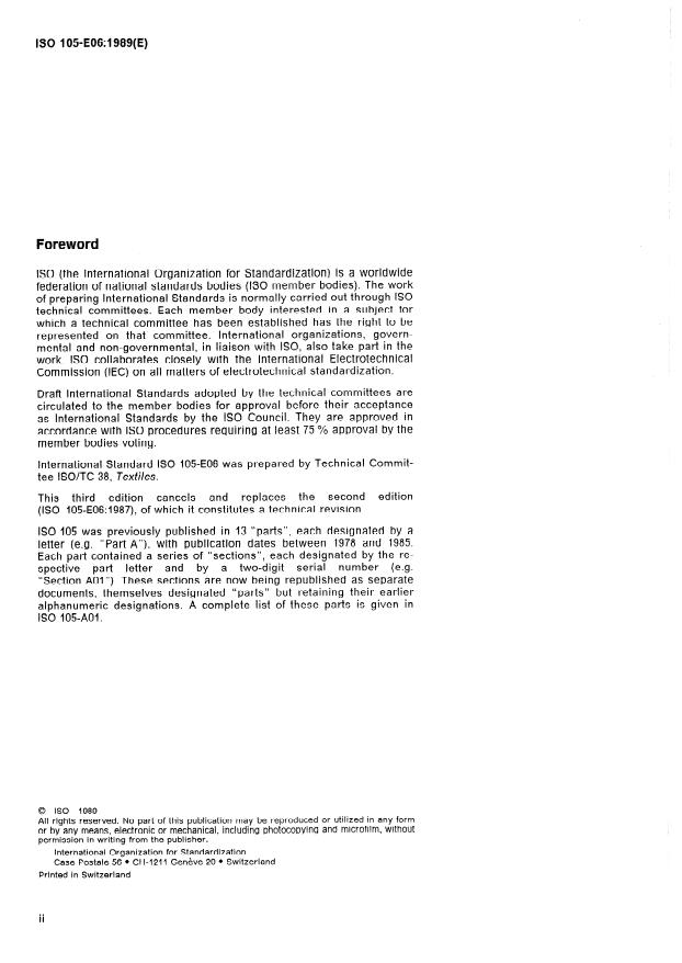 ISO 105-E06:1989 ISO 105-E06:1989 - Textiles -- Tests for colour fastness - Page 2 preview