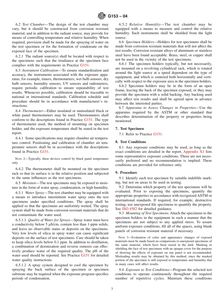 ASTM G153-04 - Standard Practice for Operating Enclosed Carbon Arc Light Apparatus for Exposure of Nonmetallic Materials