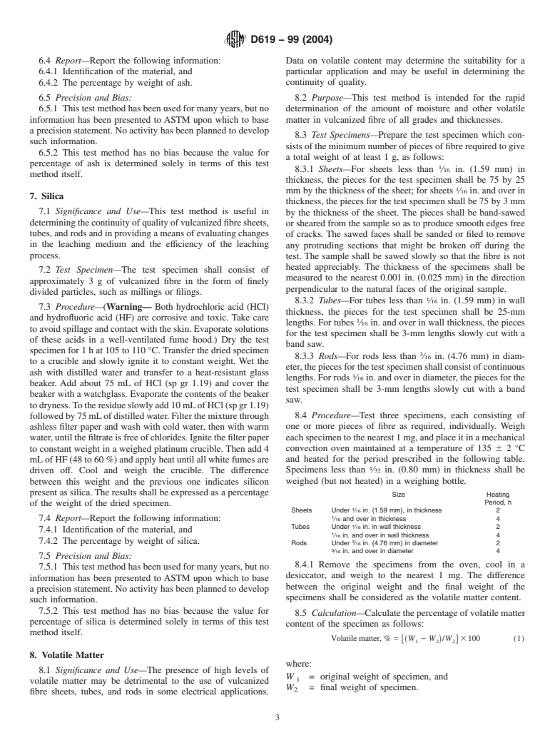 ASTM D619-99(2004) - Standard Test Methods for Vulcanized Fibre Used for Electrical Insulation (Withdrawn 2013)