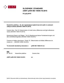 oSIST prEN ISO 10545-16:2015 - Page 1 preview