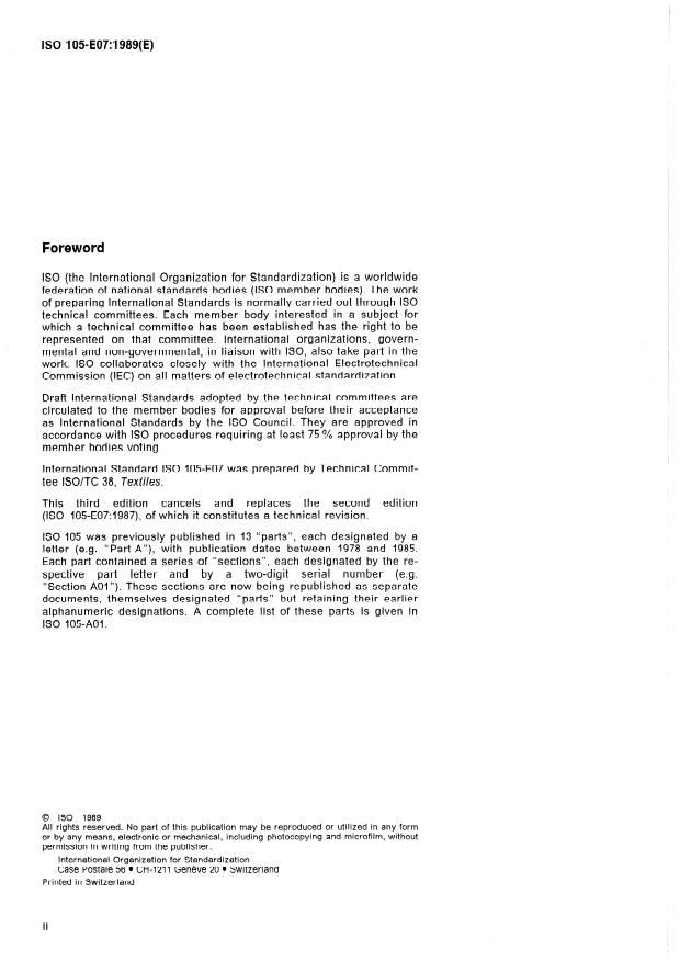 ISO 105-E07:1989 ISO 105-E07:1989 - Textiles -- Tests for colour fastness - Page 2 preview