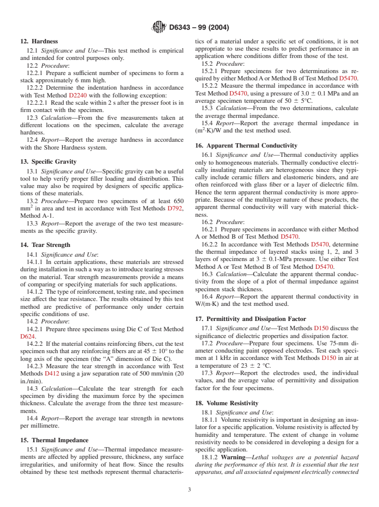 ASTM D6343-99(2004) - Test Methods for Thin Thermally Conductive Solid Materials for Electrical Insulation and Dielectric Applications