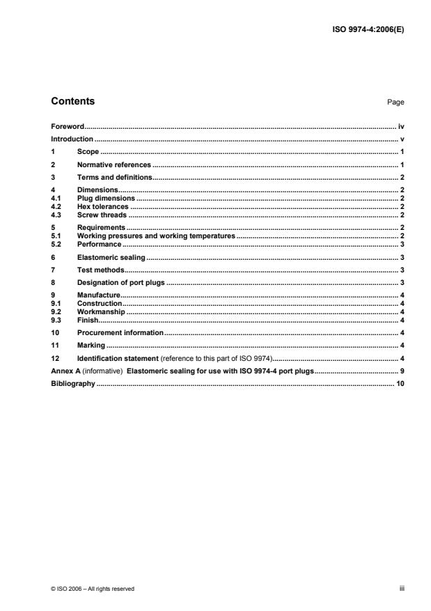 ISO 9974-4:2006 - Connections for general use and fluid power -- Ports and stud ends with ISO 261 threads with elastomeric or metal-to-metal sealing