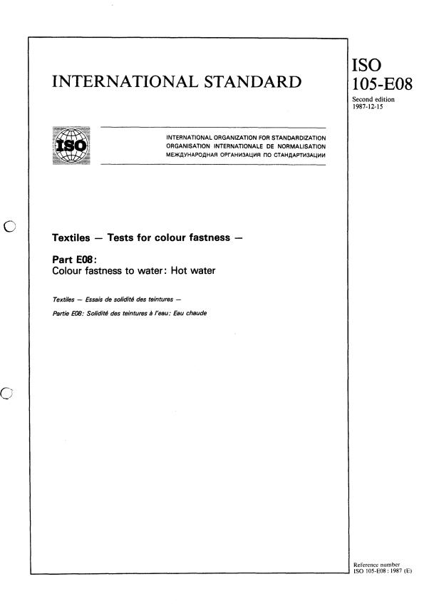 ISO 105-E08:1987 - Textiles -- Tests for colour fastness