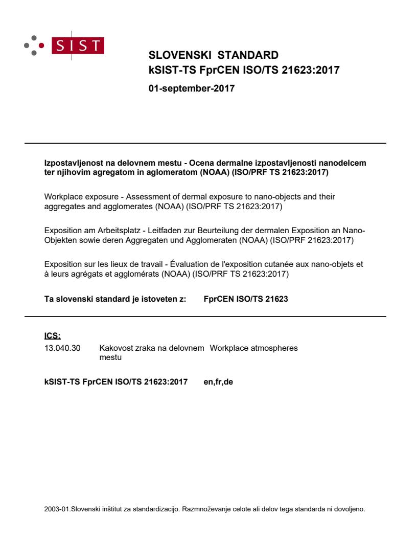 kTS FprCEN ISO/TS 21623:2017 - BARVE