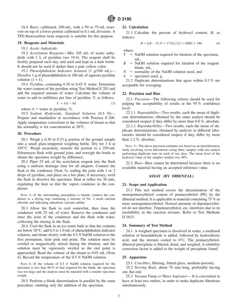 ASTM D2195-00 - Standard Test Methods for Pentaerythritol