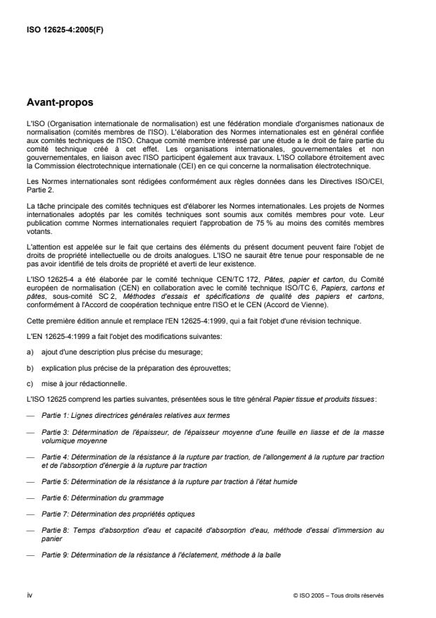 ISO 12625-4:2005 ISO 12625-4:2005 - Papier tissue et produits tissues - Page 4 preview