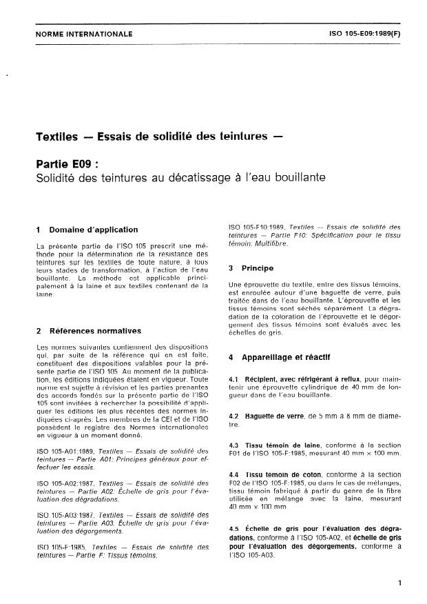ISO 105-E09:1989 - Textiles -- Essais de solidité des teintures