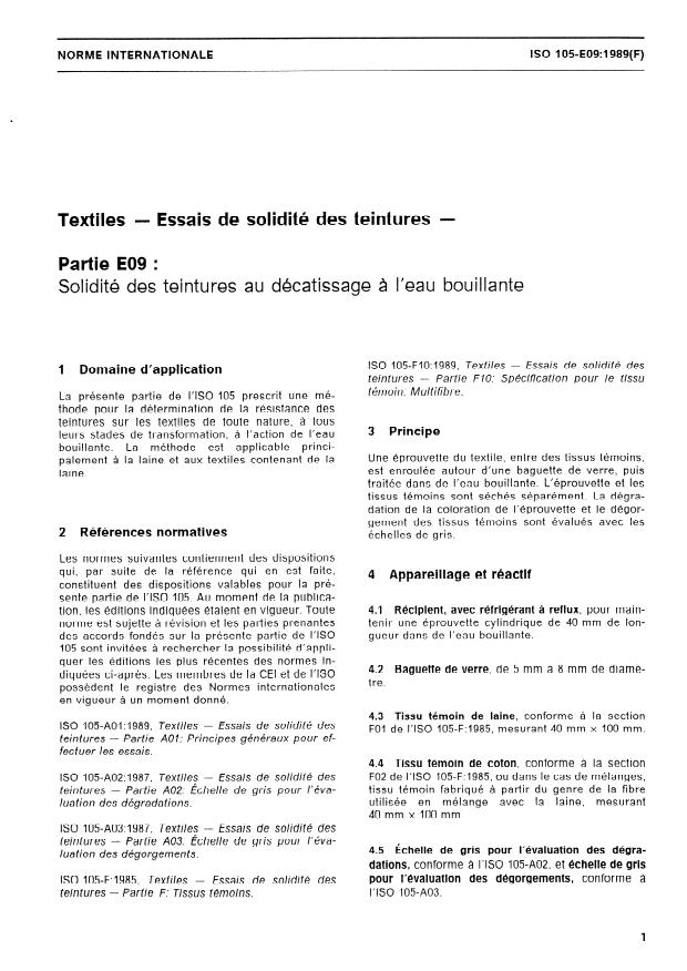 ISO 105-E09:1989 - Textiles -- Essais de solidité des teintures