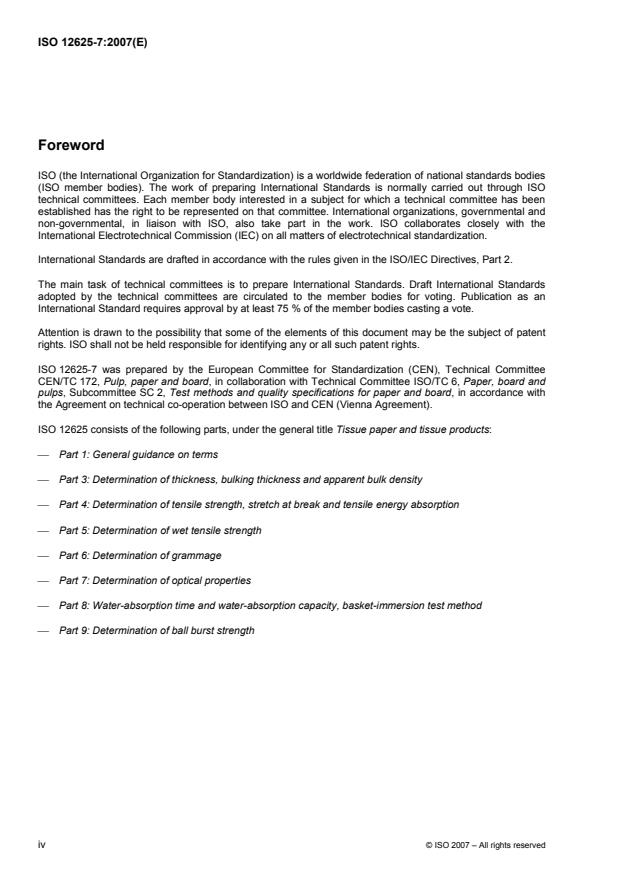 ISO 12625-7:2007 ISO 12625-7:2007 - Tissue paper and tissue products - Page 4 preview