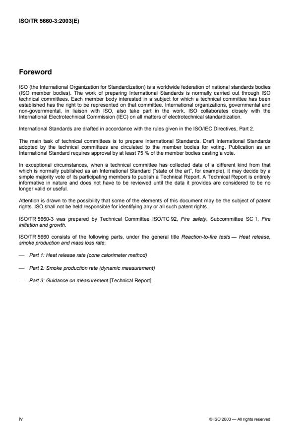 ISO/TR 5660-3:2003 ISO/TR 5660-3:2003 - Reaction-to-fire tests -- Heat release, smoke production and mass loss rate - Page 4 preview