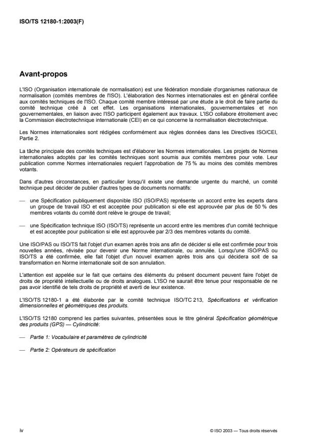 ISO/TS 12180-1:2003 ISO/TS 12180-1:2003 - Spécification géométrique des produits (GPS) -- Cylindricité - Page 4 preview