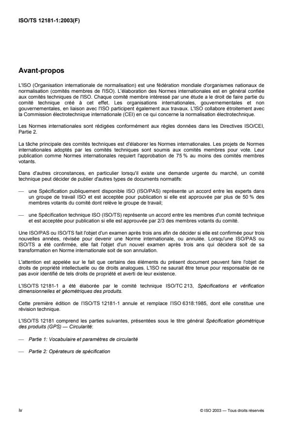 ISO/TS 12181-1:2003 ISO/TS 12181-1:2003 - Spécification géométrique des produits (GPS) -- Circularité - Page 4 preview