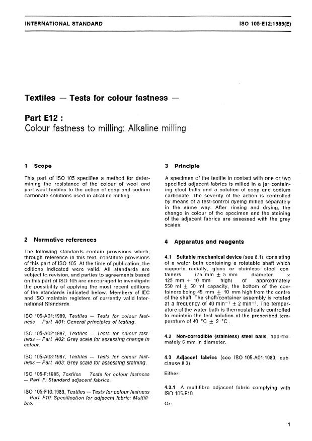 ISO 105-E12:1989 - Textiles -- Tests for colour fastness