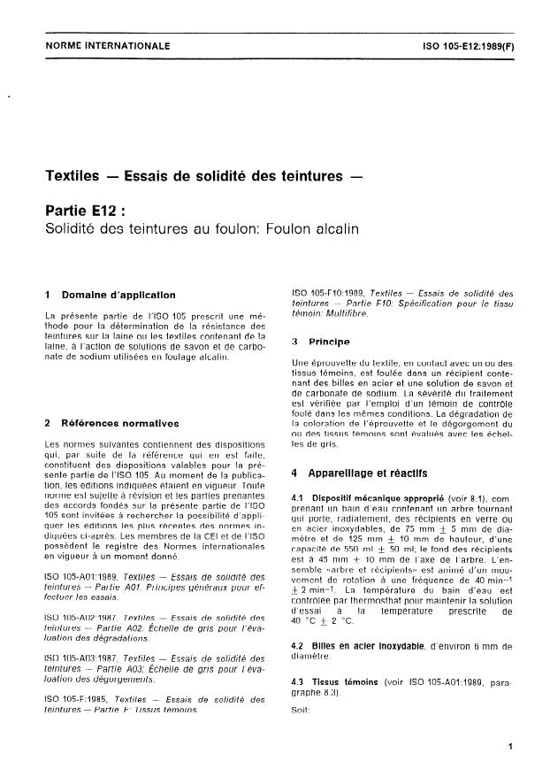 ISO 105-E12:1989 - Textiles -- Essais de solidité des teintures