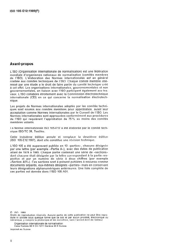 ISO 105-E12:1989 ISO 105-E12:1989 - Textiles -- Essais de solidité des teintures - Page 2 preview