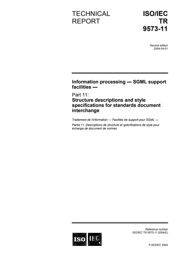 ISO/IEC TR 9573-11:2004 - Information processing -- SGML support facilities