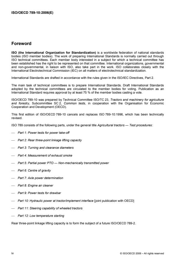 ISO/OECD 789-10:2006 ISO/OECD 789-10:2006 - Agricultural tractors -- Test procedures - Page 4 preview