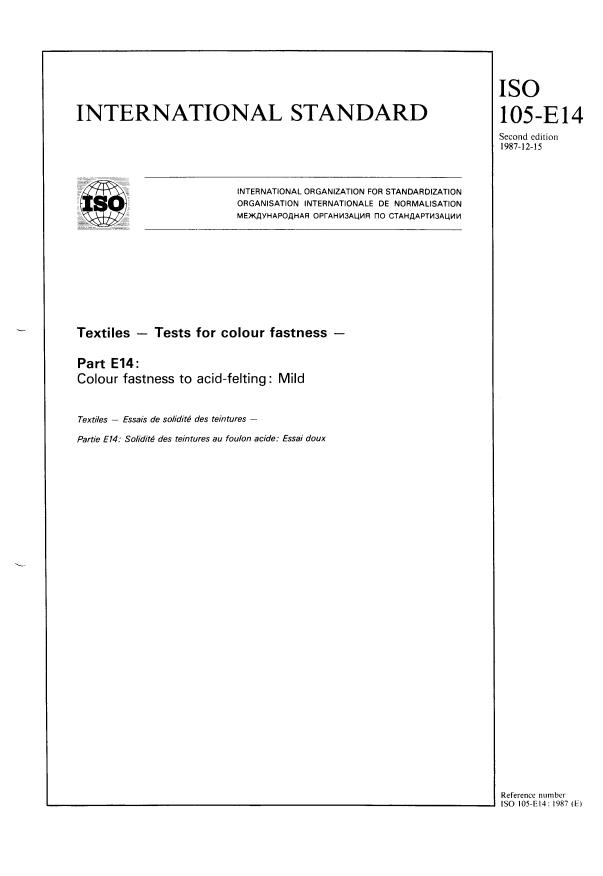 ISO 105-E14:1987 - Textiles -- Tests for colour fastness
