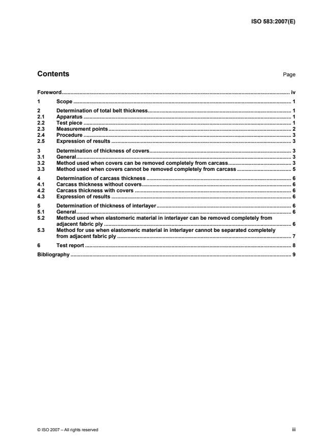 ISO 583:2007 - Conveyor belts with a textile carcass -- Total belt thickness and thickness of constitutive elements -- Test methods