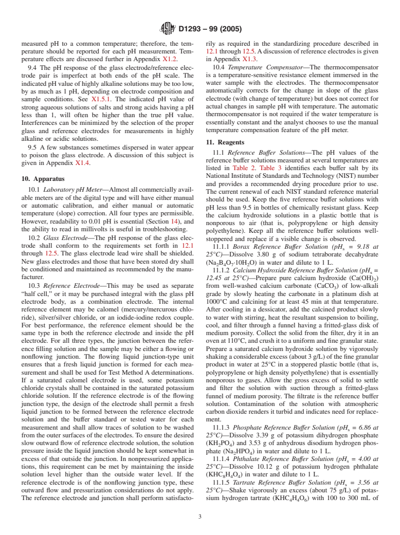 ASTM D1293-99(2005) - Standard Test Methods for pH of Water