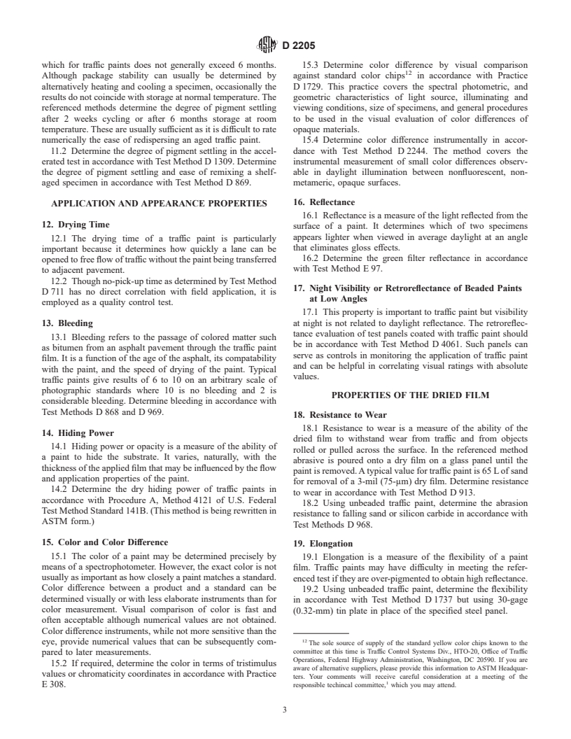 ASTM D2205-85(1998) - Standard Guide for Selection of Tests for Traffic Paints