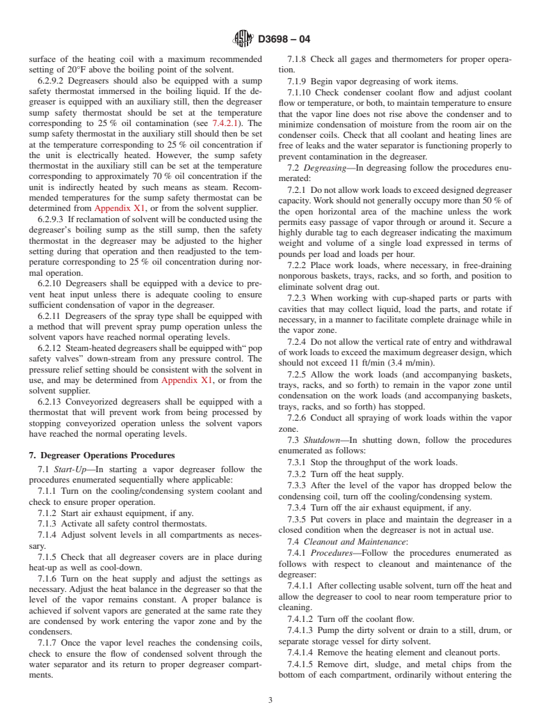 ASTM D3698-04 - Standard Practice for Solvent Vapor Degreasing Operations