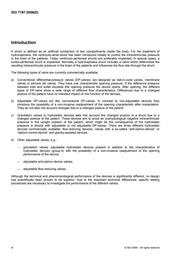 ISO 7197:2006 ISO 7197:2006 - Neurosurgical implants -- Sterile, single-use hydrocephalus shunts and components - Page 4 preview