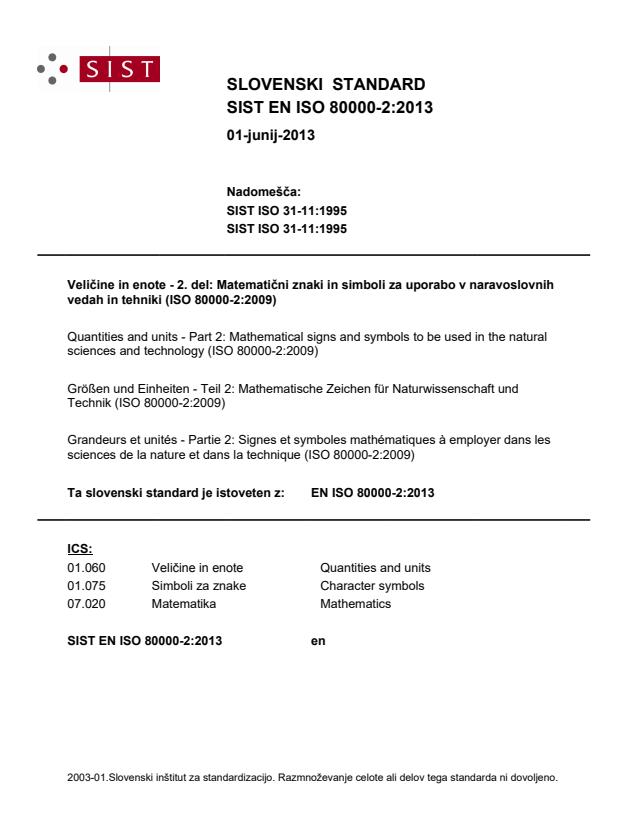 En Iso 80000 2 2013 Quantities And Units Part 2 Mathematical Signs And Symbols To Be Used In