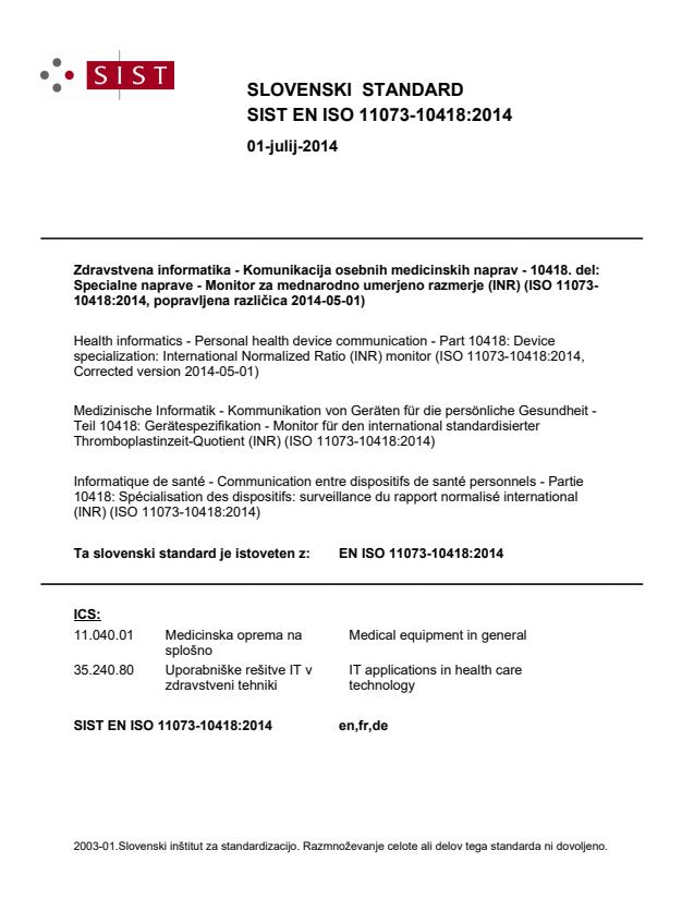 EN ISO 11073-10418:2014