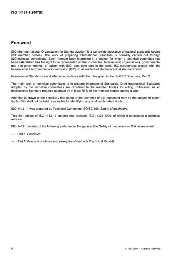 ISO 14121-1:2007 ISO 14121-1:2007 - Safety of machinery -- Risk assessment - Page 4 preview