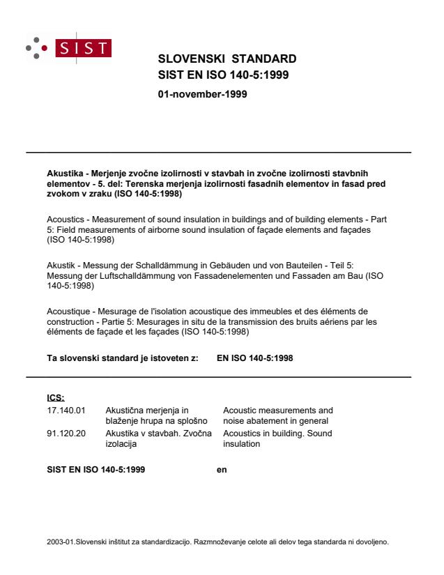EN ISO 140-5:1999