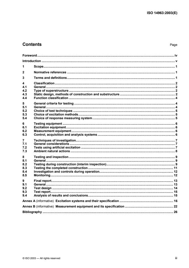 ISO 14963:2003 - Mechanical vibration and shock -- Guidelines for dynamic tests and investigations on bridges and viaducts