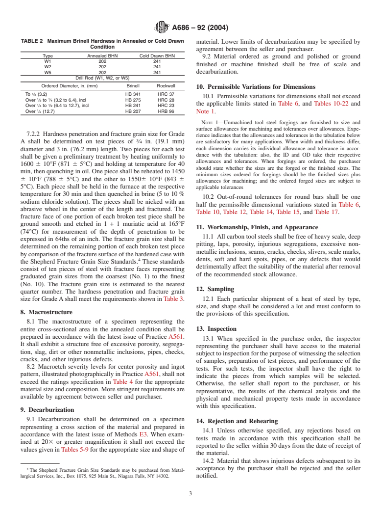 ASTM A686-92(2004) - Standard Specification for Tool Steel, Carbon