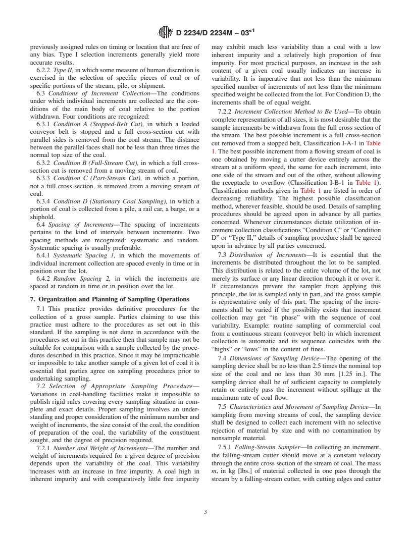 ASTM D2234/D2234M-03e1 - Standard Practice for Collection of a Gross Sample of Coal