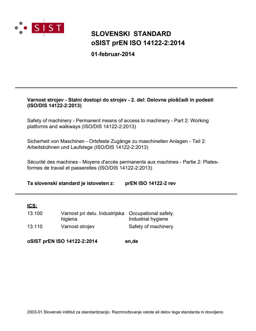 prEN ISO 14122-2:2014